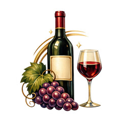 Obraz premium PNG Wine, grapes, elegance, glass, art