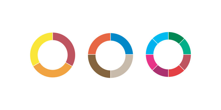 Circle Pie Chart Set, Colorful Circle Diagram icons. Pie Chart Diagram Icon Vector.
