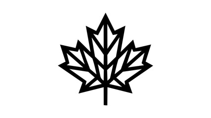 Obraz premium Geometric maple leaf logo, abstract linear leaf silhouette, modern nature icon for branding, vector isolated on white background