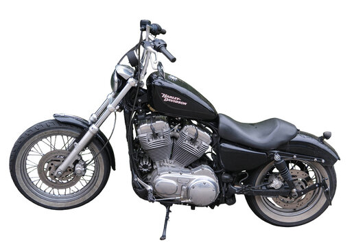 freigestelltes Harley Davidson Sportster XL 883 Motorrad mit transparentem Hintergrund im PNG Format, Z&uuml;rich 12 April 2026