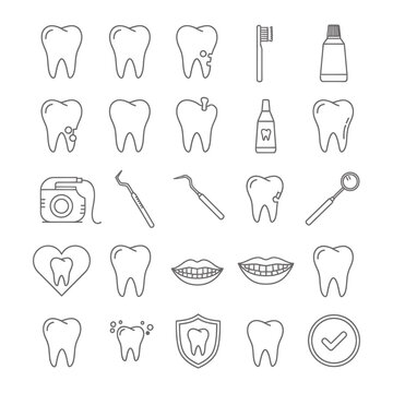 Professional dental care and dentistry icons