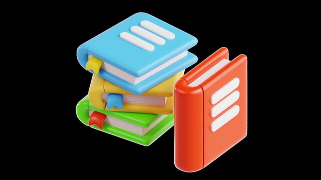 Wobbling book beside stack of colorful books on background