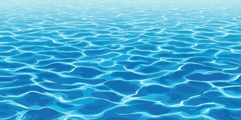 Obraz premium A vibrant illustration depicts the shimmering surface of water, showcasing a dynamic interplay of light and wave patterns in varying shades of blue.