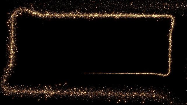 Christmas Golden square Elegant Golden frame border particles Art Deco design dust background. glittering particles Merry Christmas openers luxury presentation Happy New Year Festive Luxury premium