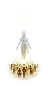 Serene Jain Tirthankara Statue with glowing energy aura