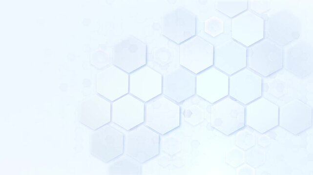 Futuristic High-tech hexagons honeycomb surface hexagonal grid pattern animation deep blue, hexagon background , light geometric hexagonal 4k corporate technology wallpaper backdrop, copy space