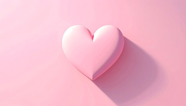 A pink heart object casts a shadow on a pink background
