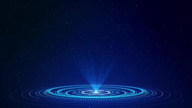 Futuristic circle HUD virtual display Portal hologram circle elements. Sky-fi digital hi-tech HUD style. Magic circle teleport podium. GUI, UI virtual reality projector. Abstract hologram technology.