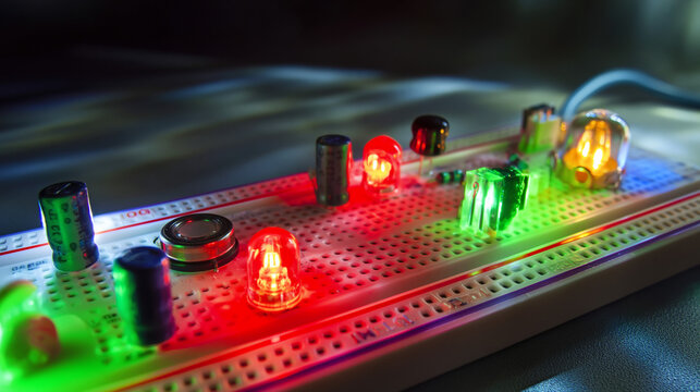 Colorful LED Circuit Board Prototype for DIY Electronics Projects: Innovation and Technology