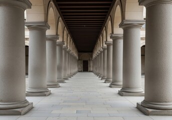 Obraz premium Colonnade of stone pillars long perspective view colonnade building