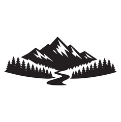 Fototapeta premium Mountain Forest Silhouette Scene