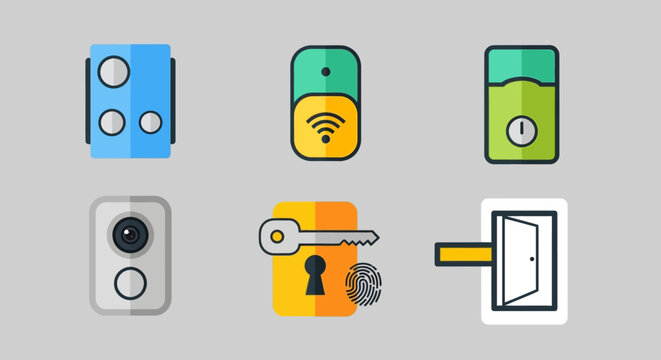 A collection of colorful computer keyboards in various outline styles.