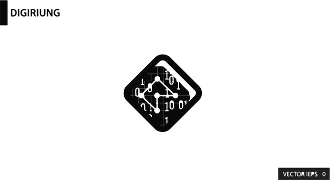 Digital icon featuring a binary code pattern inside a rounded square symbolizes modern connectivity and technological transformation in a minimalist black and white graphic style.