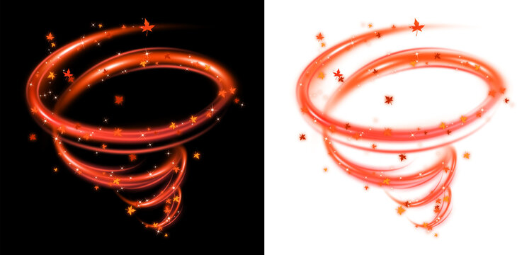 Dynamic Red Spiral Particle Vortex Motion Effect Isolated on Black and White Backgrounds for Digital Graphic Design Projects