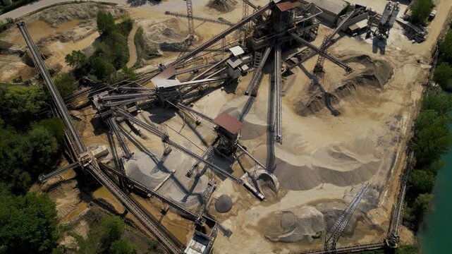Industrial Quarry Drone View Europe Aggregate Mining Operation