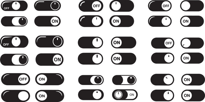 Simple black and white illustration depicting two pairs of toggle switches.Toggle switches vector illustration.