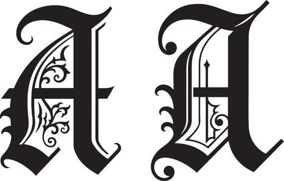 Classic Old English Gothic Alphabet: Ornate Blackletter Calligraphy Vector Set
