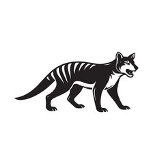 Fototapeta premium extinct tasmanian tiger thylacine marsupial silhouette in black and white flat design vector illustration