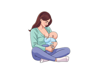 Obraz premium Mother breastfeeding her baby.