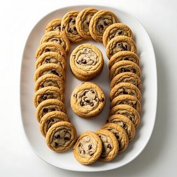 A plate of cookies arranged in the shape of the number 8