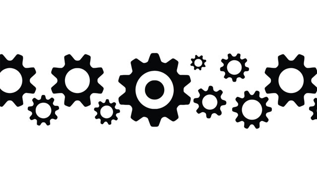 Gear icon set for mechanical engineering and technology applications