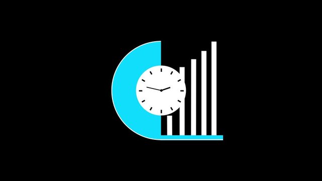 Modern business graph animation combined with a clock concept to represent time-based growth, productivity, and financial success. Perfect for corporate videos,