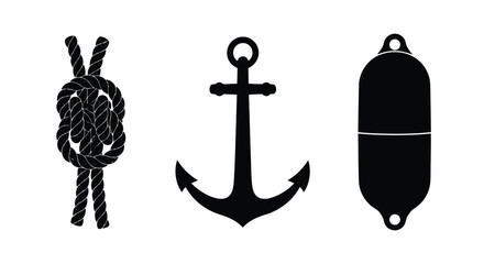 A rope knot an anchor and a buoy © MohammadMasud