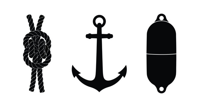 A rope knot an anchor and a buoy