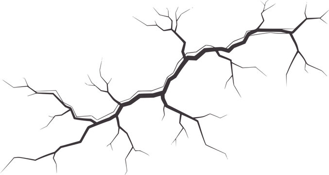 Dark grey jagged crack pattern white fracture break damage line