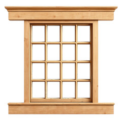 Obraz premium A wooden window frame with a black background and multiple panes