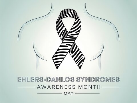 Ehlersdanlos syndromes awareness month with zebra ribbon symbol on human torso outline