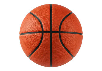 Fototapeta premium A detailed view of an orange basketball with black lines perfect for graphics on transparent background