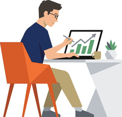 Fototapeta premium Professional designer working on digital tablet with financial growth chart