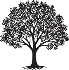 Obraz premium Black and white stylized of a blooming tree with intricate floral patterns monochrome