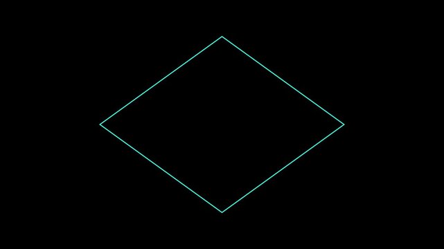 Neon diamond frame, glowing geometric border