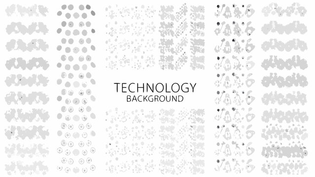 Abstract grayscale patterns and textures with the word technology