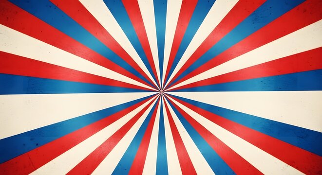 Red blue and white sunburst pattern