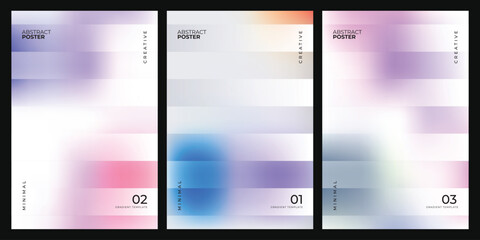 Minimalist abstract poster collection with blurred soft gradients and geometric horizontal lines for modern interior wall decor © creativeart