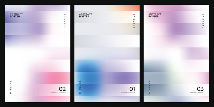 Minimalist abstract poster collection with blurred soft gradients and geometric horizontal lines for modern interior wall decor