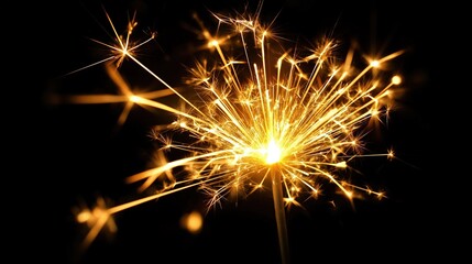 Fototapeta premium Gold Sparks Shine Brightly on a Dark Background in a Moment of Celebration