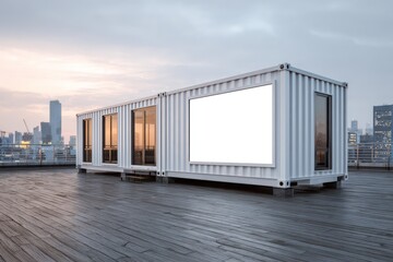 Obraz premium Contemporary rooftop modular home with white mockup