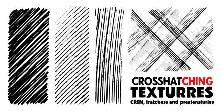 Variety of hand drawn line textures and crosshatching patterns displayed