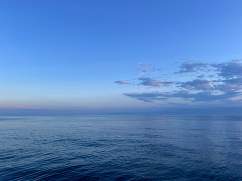 Сalm sea view tranquil seascape peaceful waterscape at evening. 