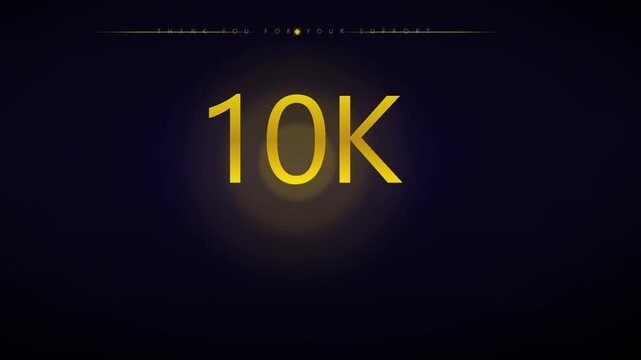 10K  users milestone achievement, gold numbers, black background, celebratory, success concept, animation video