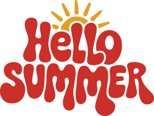 Vibrant hello summer text with sun on white background © Mobasshara