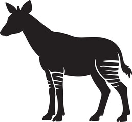 Obraz premium black and white okapi silhouette in african forest flat design vector illustration