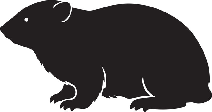 black rock hyrax silhouette african wildlife animal flat design vector illustration