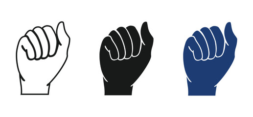 Obraz premium Human Fist Icon Set in Three Different Styles – Outline, Solid and Flat