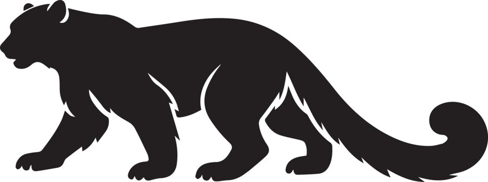 snow leopard mountain silhouette in moonlight vector illustration