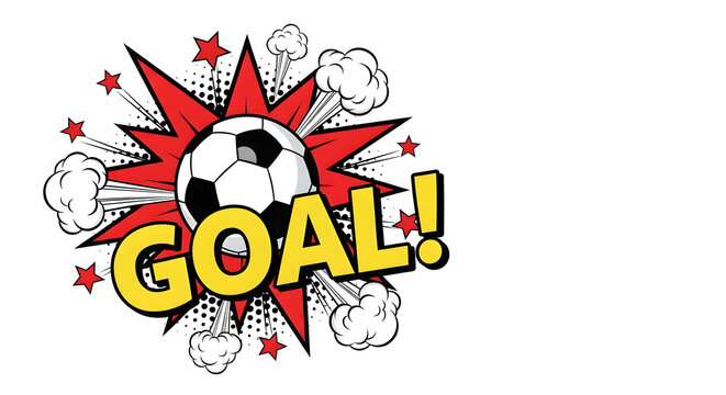 Comic book style soccer goal explosion